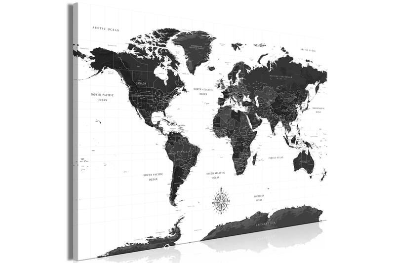 Tavla Black and White Map (1 Part) Wide 120x80 - Artgeist sp. z o. o. - Inredning - Tavlor & konst - Canvastavlor