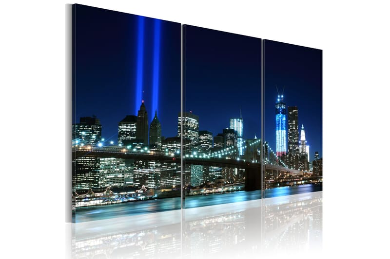 Tavla Blue Lights In New York 120x80 - Artgeist sp. z o. o. - Canvastavlor