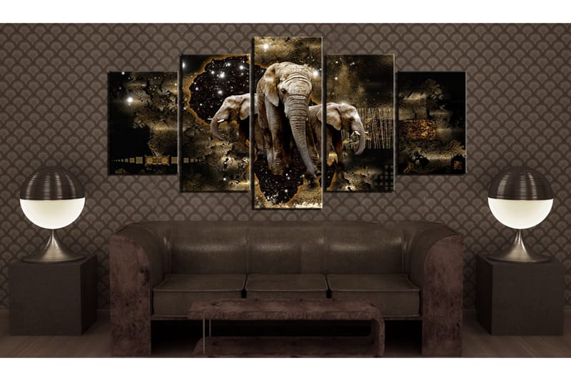 Tavla Brown Elephants 100x50 - Artgeist sp. z o. o. - Inredning - Tavlor & konst - Canvastavlor