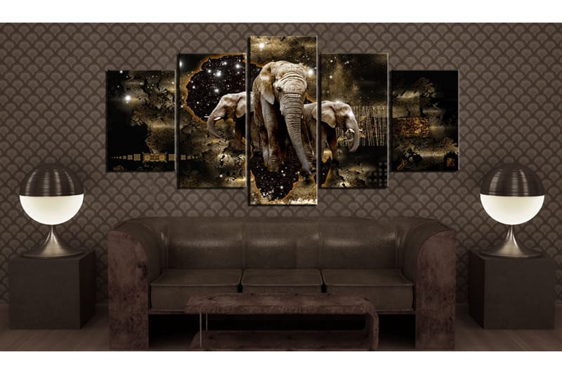 Tavla Brown Elephants 200x100 - Artgeist sp. z o. o. - Inredning - Tavlor & konst - Canvastavlor