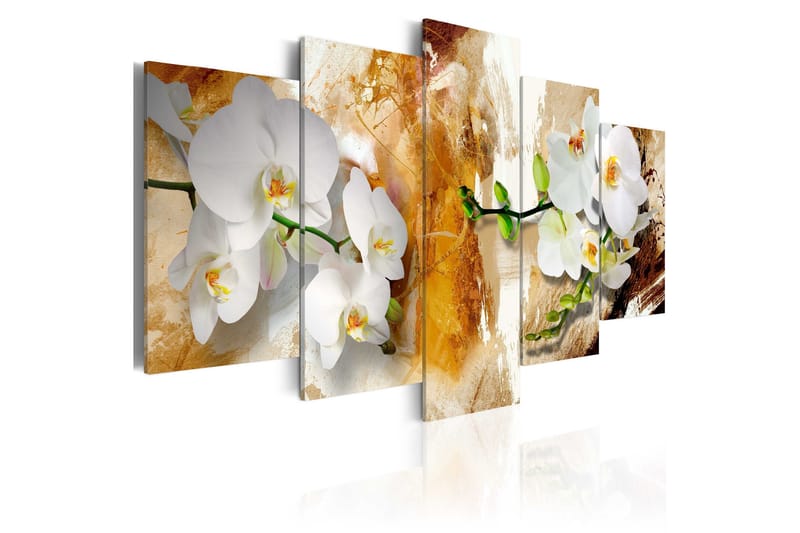 Tavla Brown Paint And Orchid 100x50, Artgeist sp. z o. o.