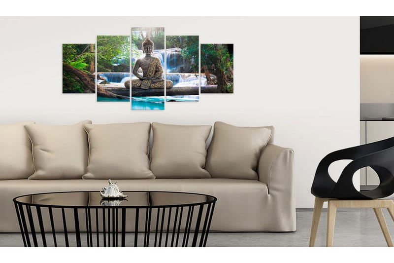 Tavla Buddha And Waterfall 200x100 - Artgeist sp. z o. o. - Inredning - Tavlor & konst - Canvastavlor