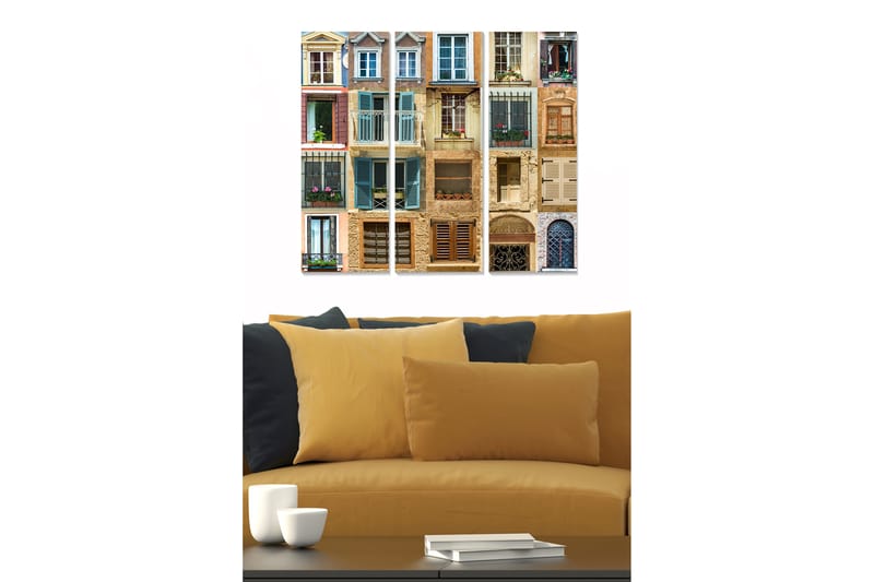 Tavla Building 3-pack Flerfärgad - 20x50 cm - Inredning - Tavlor & konst - Canvastavlor