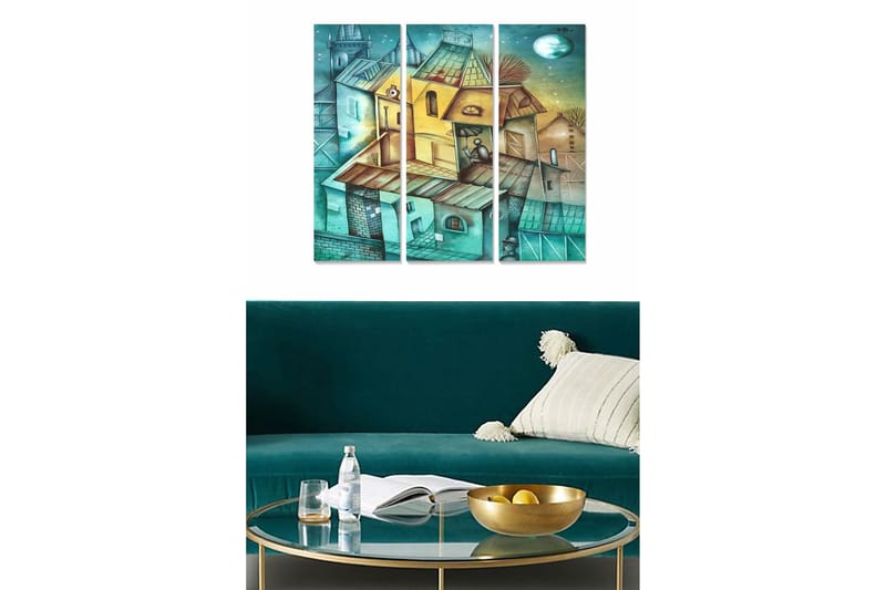 Tavla Building 3-pack Flerfärgad - 20x50 cm - Inredning - Tavlor & konst - Canvastavlor