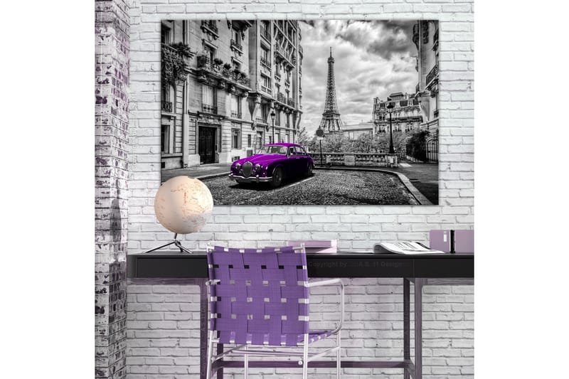 Tavla Car in Paris (1 Part) Violet Wide 90x60 - Artgeist sp. z o. o. - Inredning - Tavlor & konst - Canvastavlor