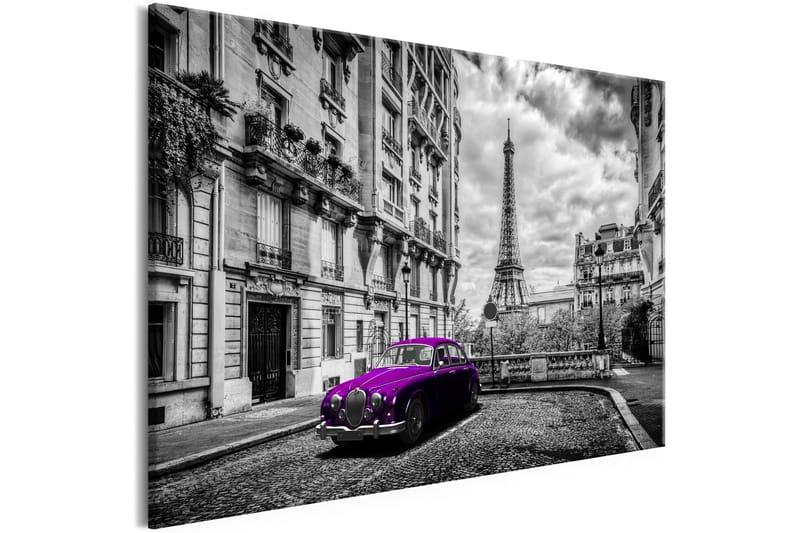 Tavla Car in Paris (1 Part) Violet Wide 90x60, Artgeist sp. z o. o.