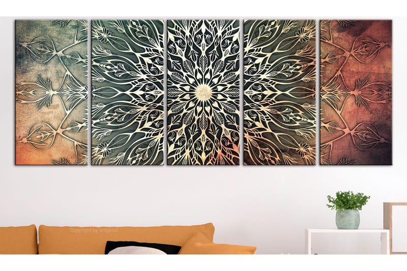 Tavla Center 5 Parts Narrow Green 200x80 - Artgeist sp. z o. o. - Inredning - Tavlor & konst - Canvastavlor