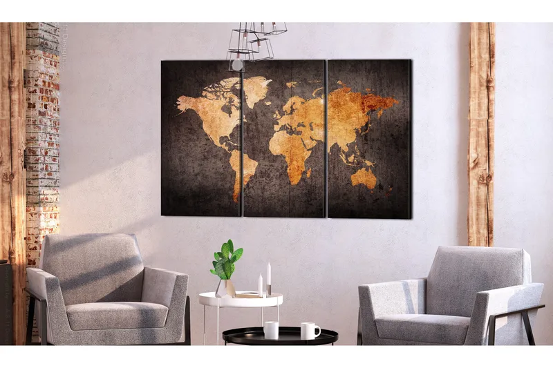 Tavla Chestnut World Map 90x60 - Artgeist sp. z o. o. - Inredning - Tavlor & konst - Canvastavlor