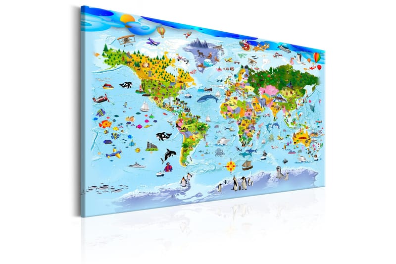 Tavla Children's Map: Colourful Travels 120x80 - Artgeist sp. z o. o. - Inredning - Tavlor & konst - Canvastavlor