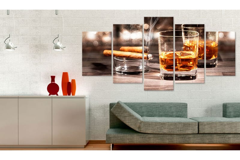 Tavla Cigar And Whiskey 200x100 - Artgeist sp. z o. o. - Inredning - Tavlor & konst - Canvastavlor