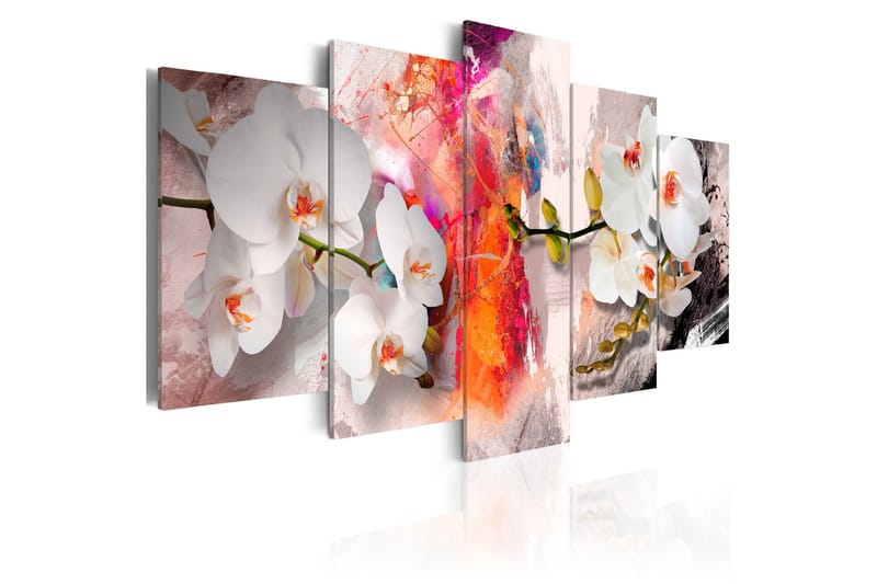 Tavla Colorful Background And Orchids 200x100, Artgeist sp. z o. o.