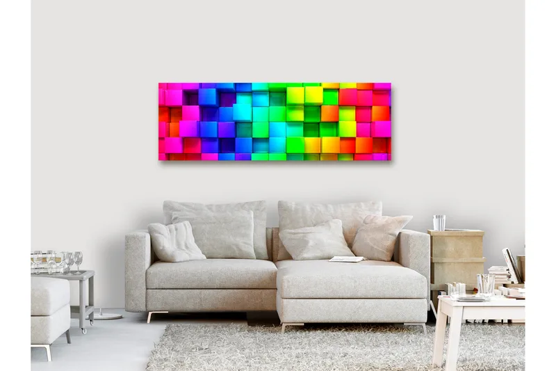 Tavla Colourful Cubes (1 Part) Narrow 135x45, Artgeist sp. z o. o.