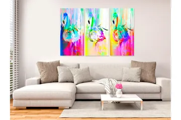 Tavla Colourful Flamingos 3 Parts 90x60 - Artgeist sp. z o. o. - Inredning - Tavlor & konst - Canvastavlor