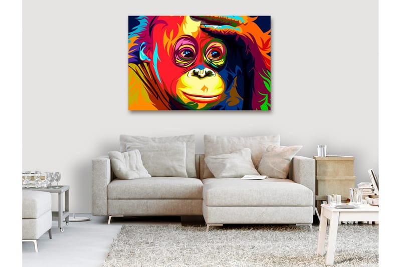 Tavla Colourful Orangutan (1 Part) Wide 120x80, Artgeist sp. z o. o.