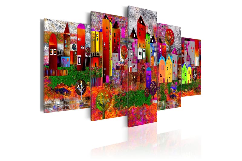 Tavla Colourful Small Town 200x100 - Artgeist sp. z o. o. - Inredning - Tavlor & konst - Canvastavlor