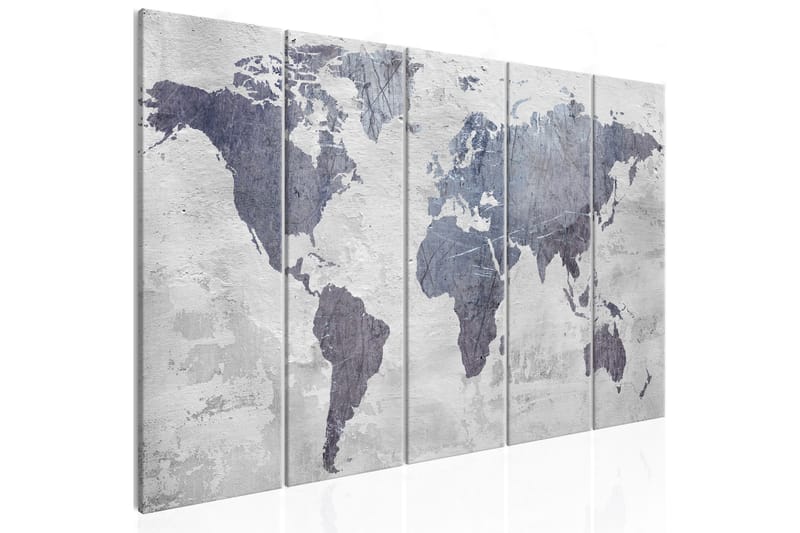 Tavla Concrete World Map 5 Parts Narrow 225x90 - Artgeist sp. z o. o. - Inredning - Tavlor & konst - Canvastavlor