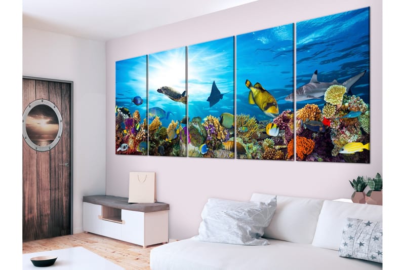 Tavla Coral Reef (5 Parts) Narrow 225x90, Artgeist sp. z o. o.