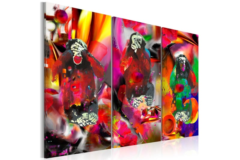 Tavla Crazy Monkeys triptych 120x80 - Artgeist sp. z o. o. - Inredning - Tavlor & konst - Canvastavlor