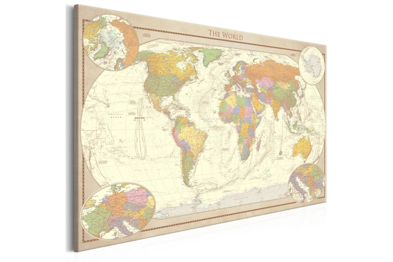 Tavla Cream World Map 90x60 - Artgeist sp. z o. o. - Inredning - Tavlor & konst - Canvastavlor