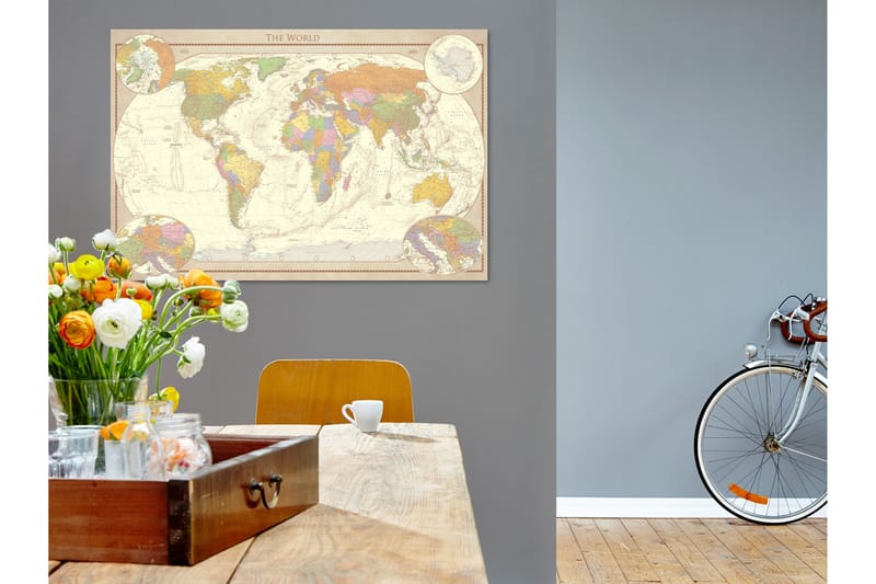 Tavla Cream World Map 90x60, Artgeist sp. z o. o.