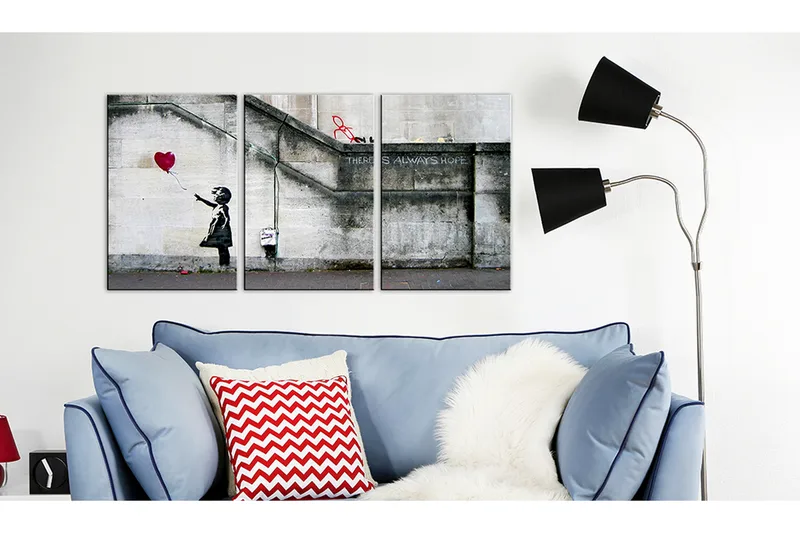 Tavla Det Finns Alltid Hopp Banksy Triptych 120x60 - Artgeist sp. z o. o. - Inredning - Tavlor & konst - Canvastavlor