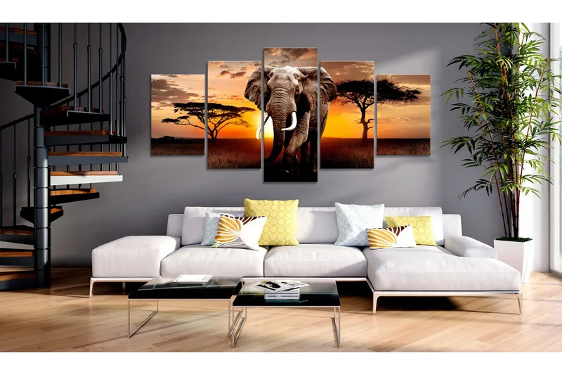 Tavla Elephant Migration 200x100 - Artgeist sp. z o. o. - Inredning - Tavlor & konst - Canvastavlor