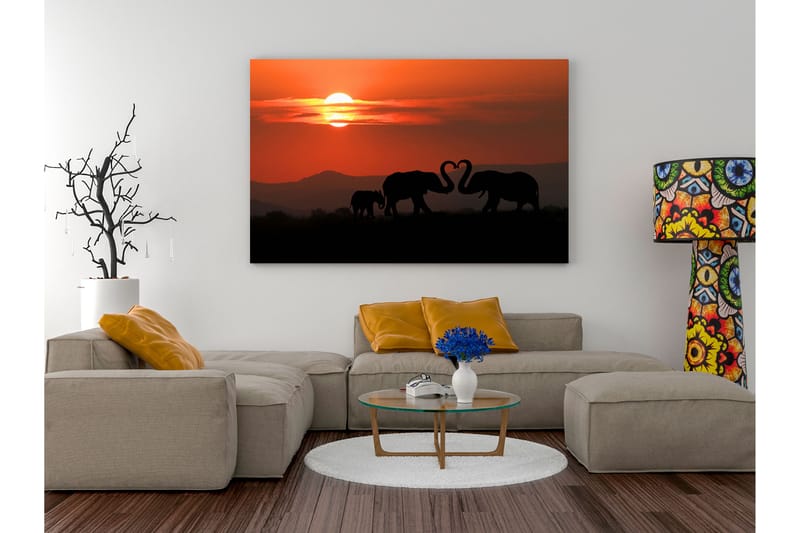 Tavla Elephants in Love (1 Part) Wide 60x40, Artgeist sp. z o. o.