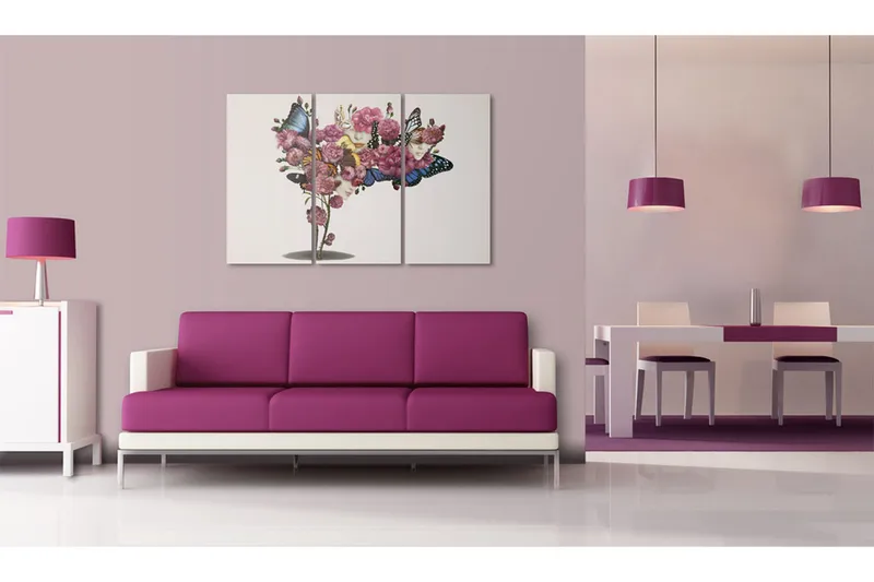 Tavla Fjärilar, blommor och karneval 90x60, Artgeist sp. z o. o.