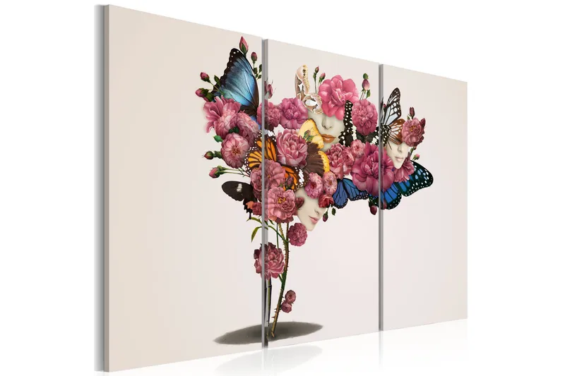 Tavla Fjärilar, blommor och karneval 90x60 - Artgeist sp. z o. o. - Inredning - Tavlor & konst - Canvastavlor