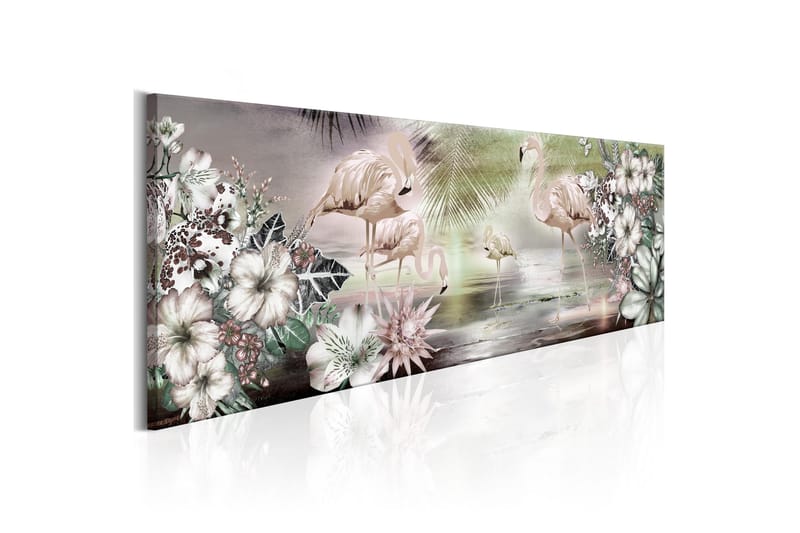 Tavla Flamingoes And Flowers 150x50 - Artgeist sp. z o. o. - Inredning - Tavlor & konst - Canvastavlor