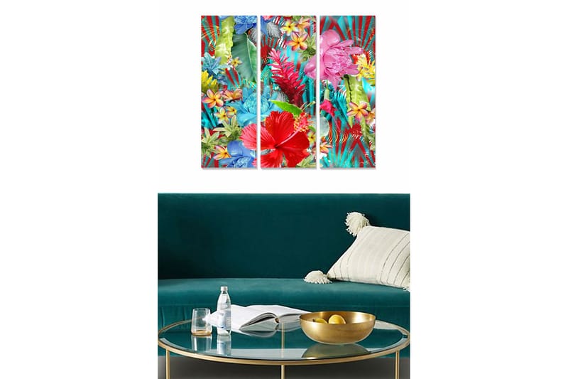 Tavla Floral 3-pack Flerfärgad, 20x50 cm