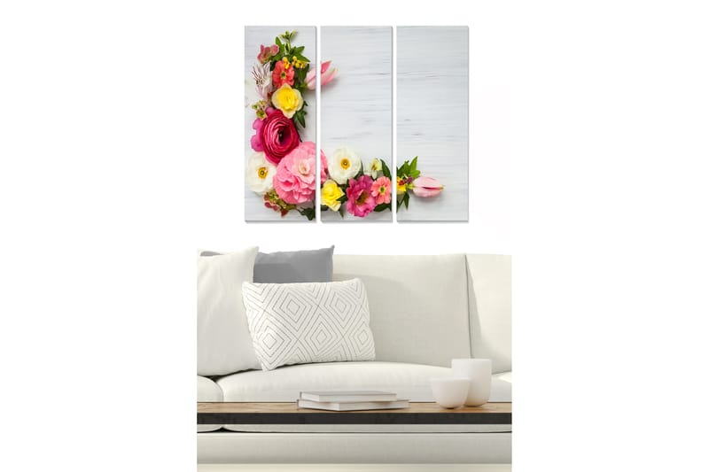 Tavla Floral 3-pack Flerfärgad - 20x50 cm - Inredning - Tavlor & konst - Canvastavlor
