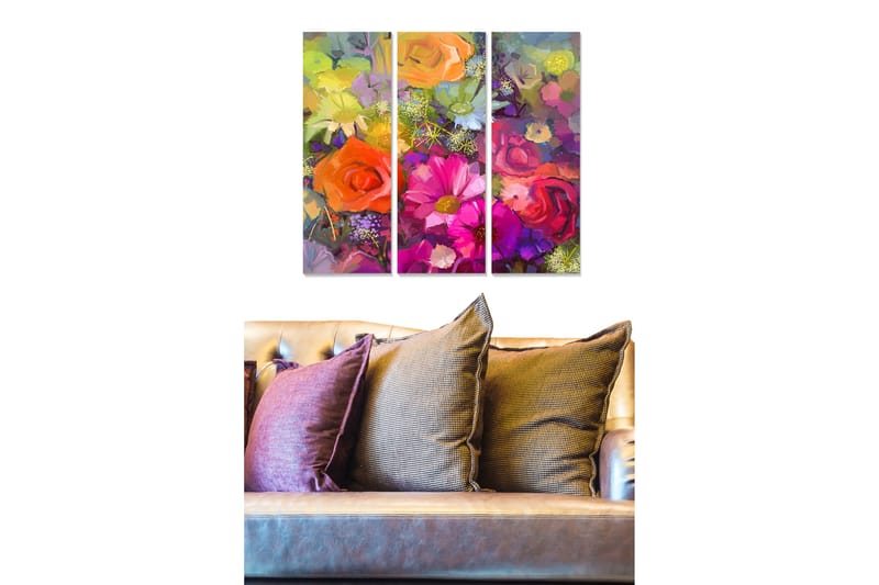 Tavla Floral 3-pack Flerfärgad - 20x50 cm - Inredning - Tavlor & konst - Canvastavlor