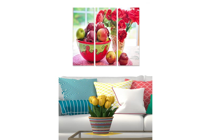 Tavla Floral 3-pack Flerfärgad - 20x50 cm - Inredning - Tavlor & konst - Canvastavlor