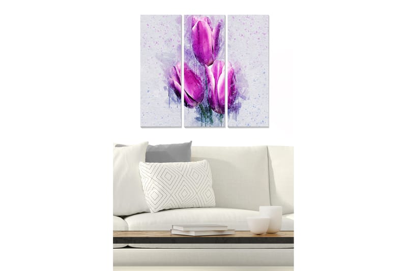 Tavla Floral 3-pack Flerfärgad - 20x50 cm - Inredning - Tavlor & konst - Canvastavlor