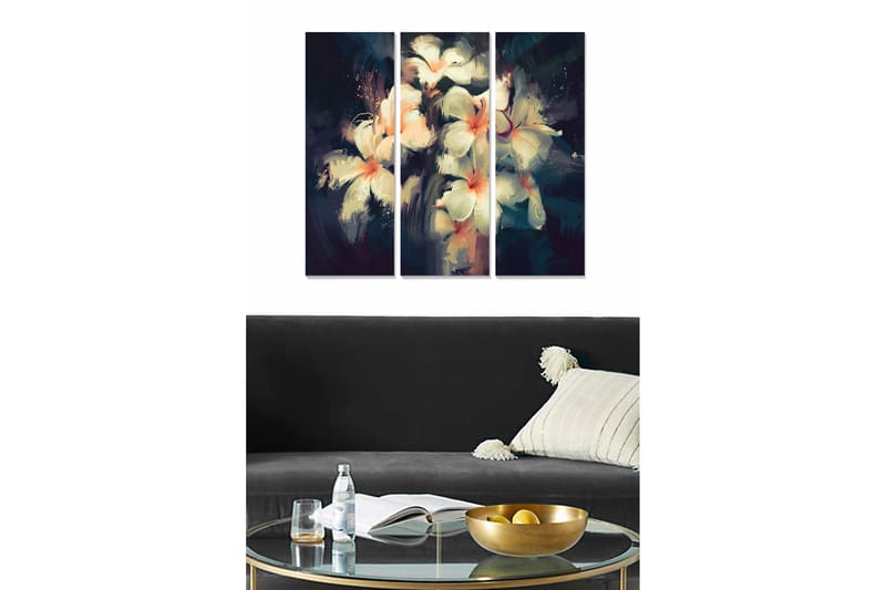 Tavla Floral 3-pack Flerfärgad - 20x50 cm - Inredning - Tavlor & konst - Canvastavlor