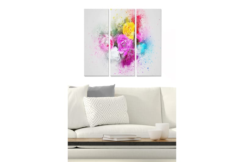 Tavla Floral 3-pack Flerfärgad - 20x50 cm - Inredning - Tavlor & konst - Canvastavlor