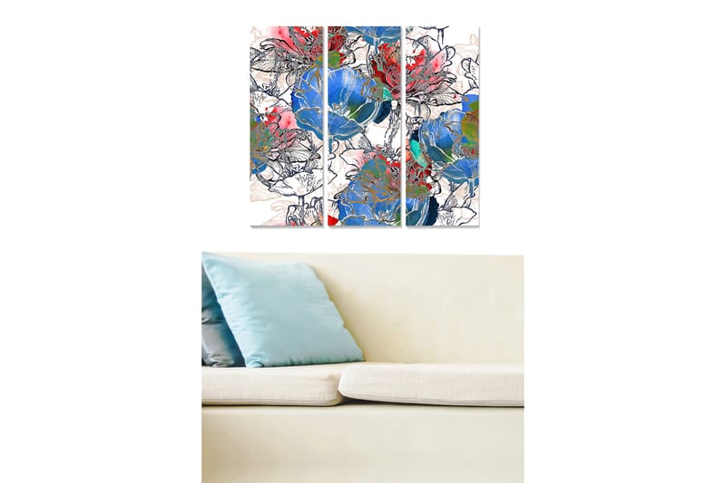 Tavla Floral 3-pack Flerfärgad - 20x50 cm - Inredning - Tavlor & konst - Canvastavlor