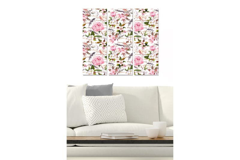 Tavla Floral 3-pack Flerfärgad - 20x50 cm - Inredning - Tavlor & konst - Canvastavlor