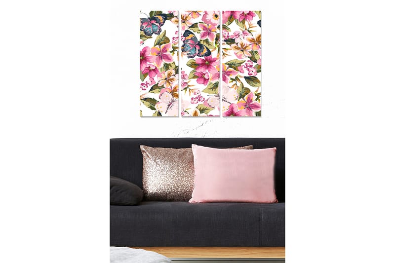 Tavla Floral 3-pack Flerfärgad - 20x50 cm - Inredning - Tavlor & konst - Canvastavlor