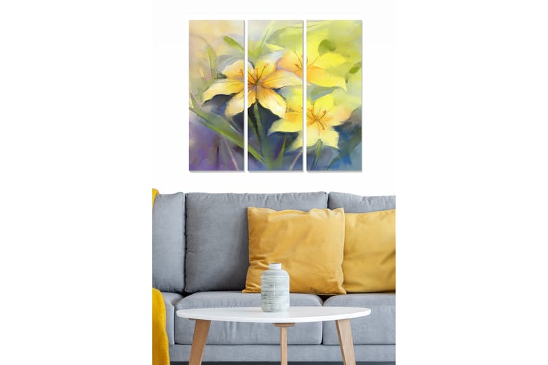 Tavla Floral 3-pack Flerfärgad - 20x50 cm - Inredning - Tavlor & konst - Canvastavlor