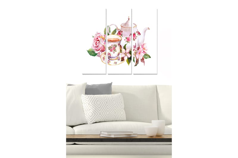 Tavla Floral 3-pack Flerfärgad - 20x50 cm - Inredning - Tavlor & konst - Canvastavlor
