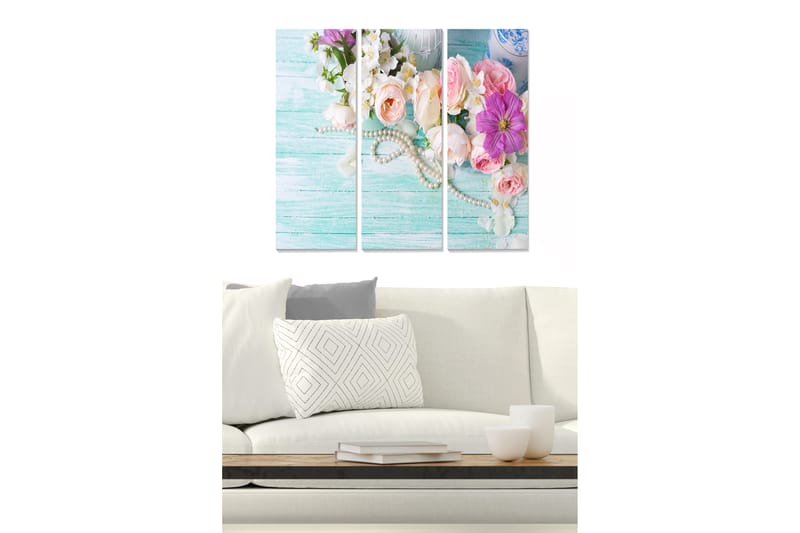 Tavla Floral 3-pack Flerfärgad - 20x50 cm - Inredning - Tavlor & konst - Canvastavlor