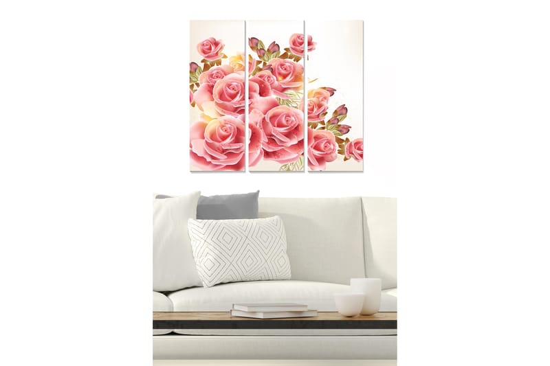 Tavla Floral 3-pack Flerfärgad - 20x50 cm - Inredning - Tavlor & konst - Canvastavlor