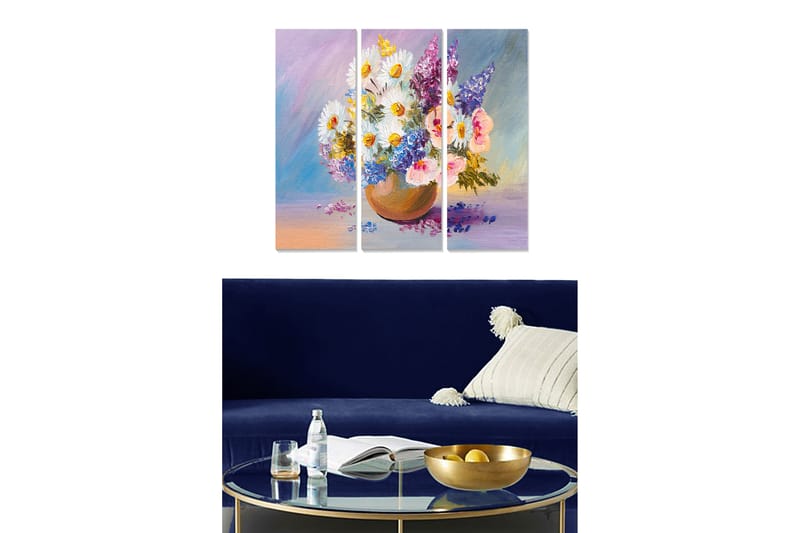 Tavla Floral 3-pack Flerfärgad - 20x50 cm - Inredning - Tavlor & konst - Canvastavlor