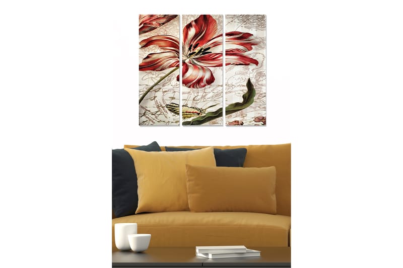 Tavla Floral 3-pack Flerfärgad - 20x50 cm - Inredning - Tavlor & konst - Canvastavlor