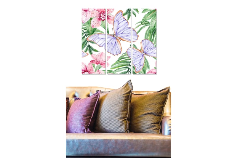 Tavla Floral 3-pack Flerfärgad - 20x50 cm - Canvastavlor