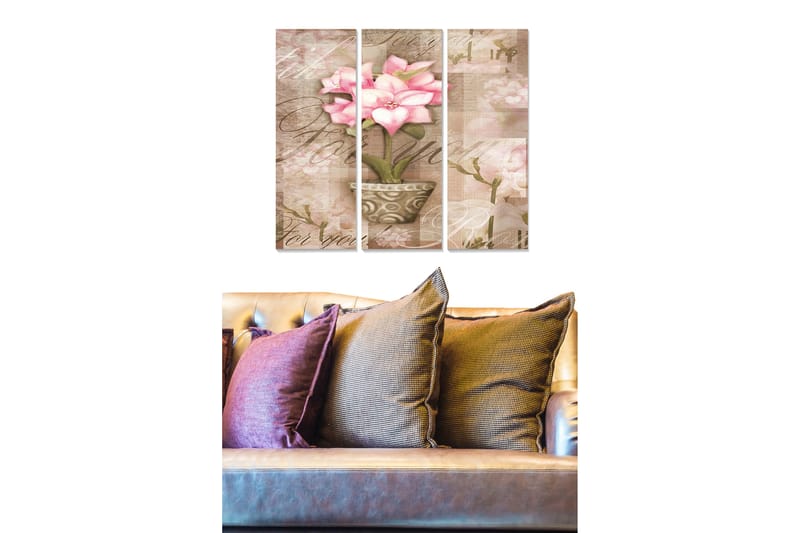 Tavla Floral 3-pack Flerfärgad - 20x50 cm - Inredning - Tavlor & konst - Canvastavlor