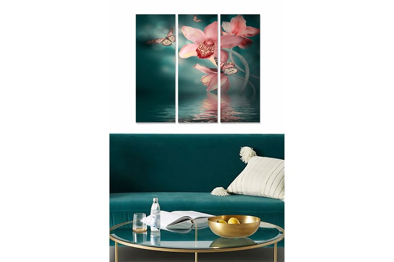 Tavla Floral 3-pack Flerfärgad - 20x50 cm - Inredning - Tavlor & konst - Canvastavlor