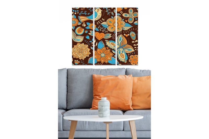 Tavla Floral 3-pack Flerfärgad - 20x50 cm - Inredning - Tavlor & konst - Canvastavlor